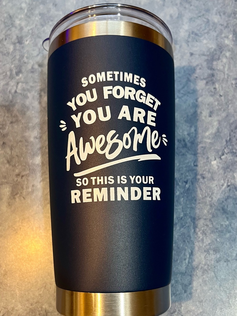 Stainless Steel Navy Travel Tumbler – 'You Are Awesome' Reminder